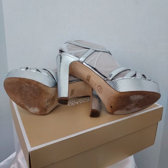Michael Michael Kors  Catalina Silver Strappy Platform Sandals - Picture 4 of 6